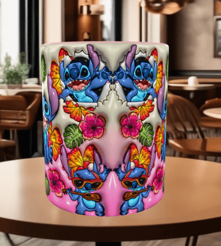 Stitch Baskı içi ve Kulpu Renkli Kupa