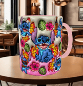 Stitch Baskı içi ve Kulpu Renkli Kupa