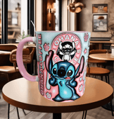 Stitch Baskı içi ve Kulpu Renkli Kupa