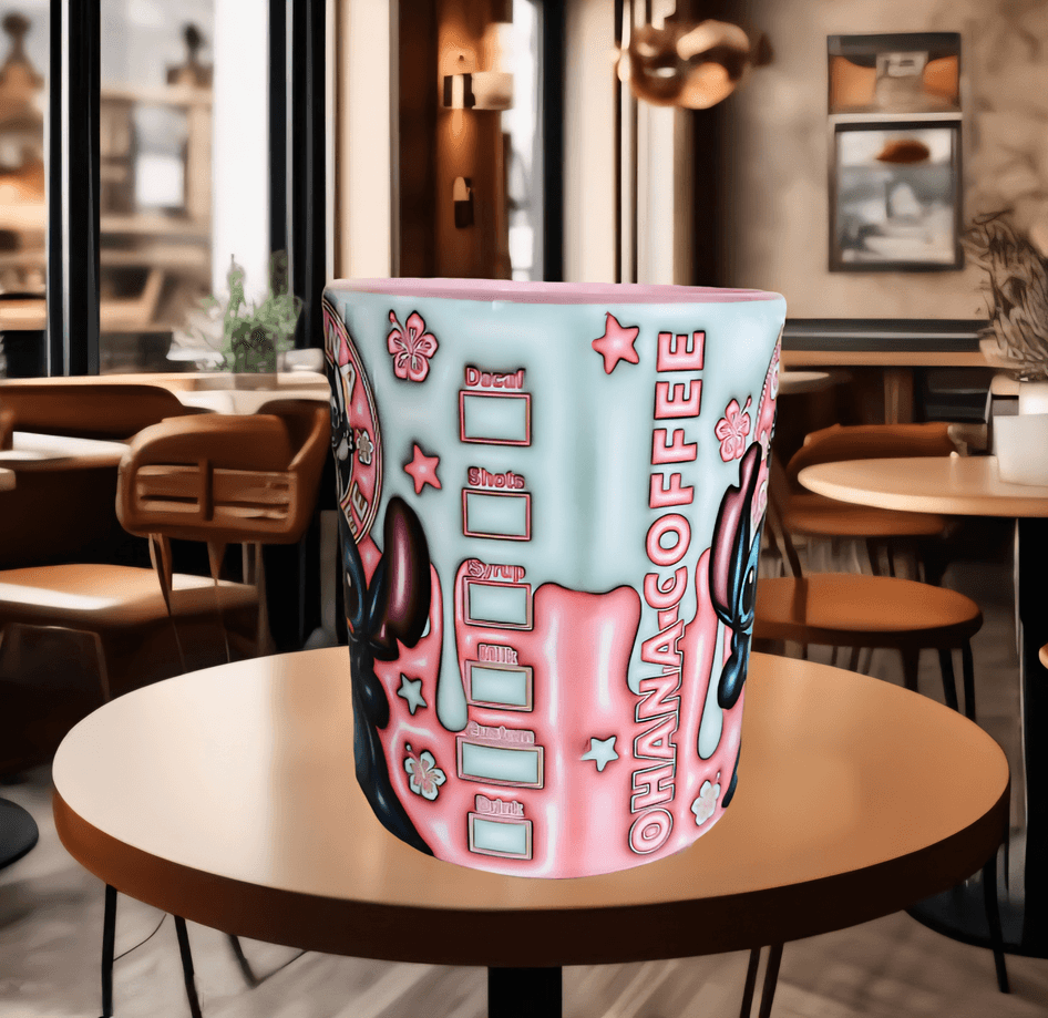 Stitch Baskı içi ve Kulpu Renkli Kupa