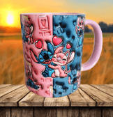 Stitch Baskı içi ve Kulpu Renkli Kupa
