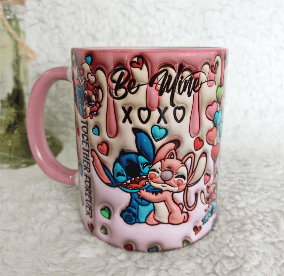 Stitch Baskı içi ve Kulpu Renkli Kupa