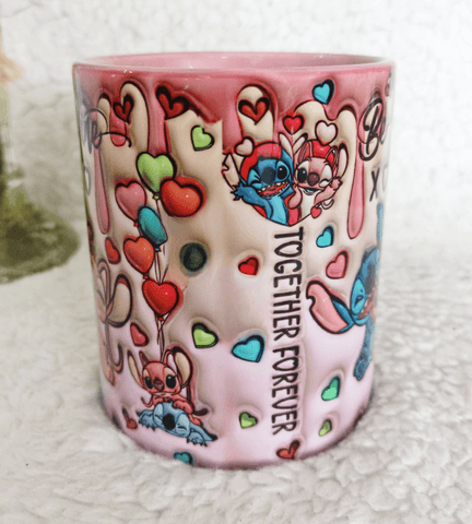 Stitch Baskı içi ve Kulpu Renkli Kupa