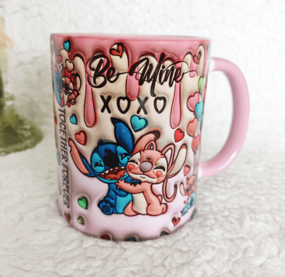 Stitch Baskı içi ve Kulpu Renkli Kupa