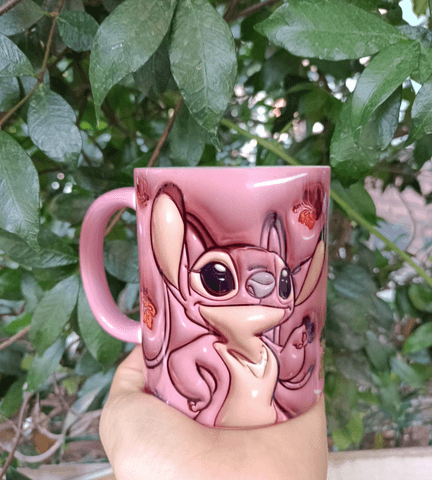 Stitch Baskı içi ve Kulpu Renkli Kupa