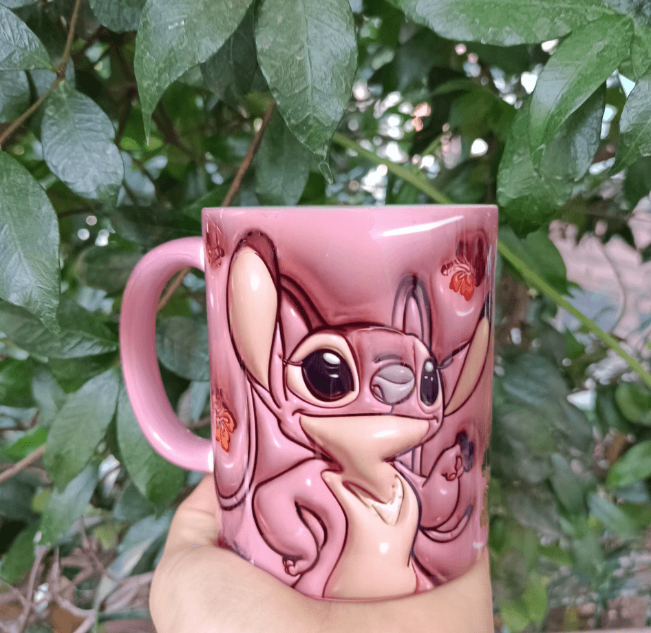 Stitch Baskı içi ve Kulpu Renkli Kupa