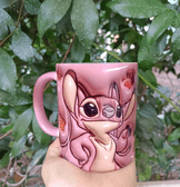 Stitch Baskı içi ve Kulpu Renkli Kupa