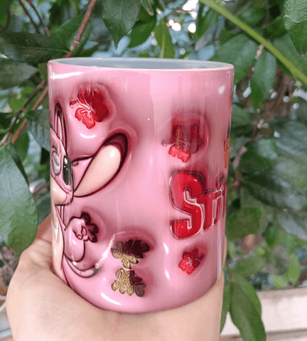 Stitch Baskı içi ve Kulpu Renkli Kupa