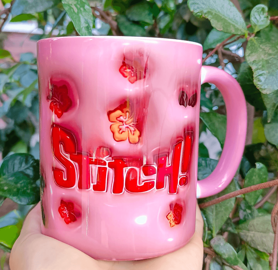 Stitch Baskı içi ve Kulpu Renkli Kupa
