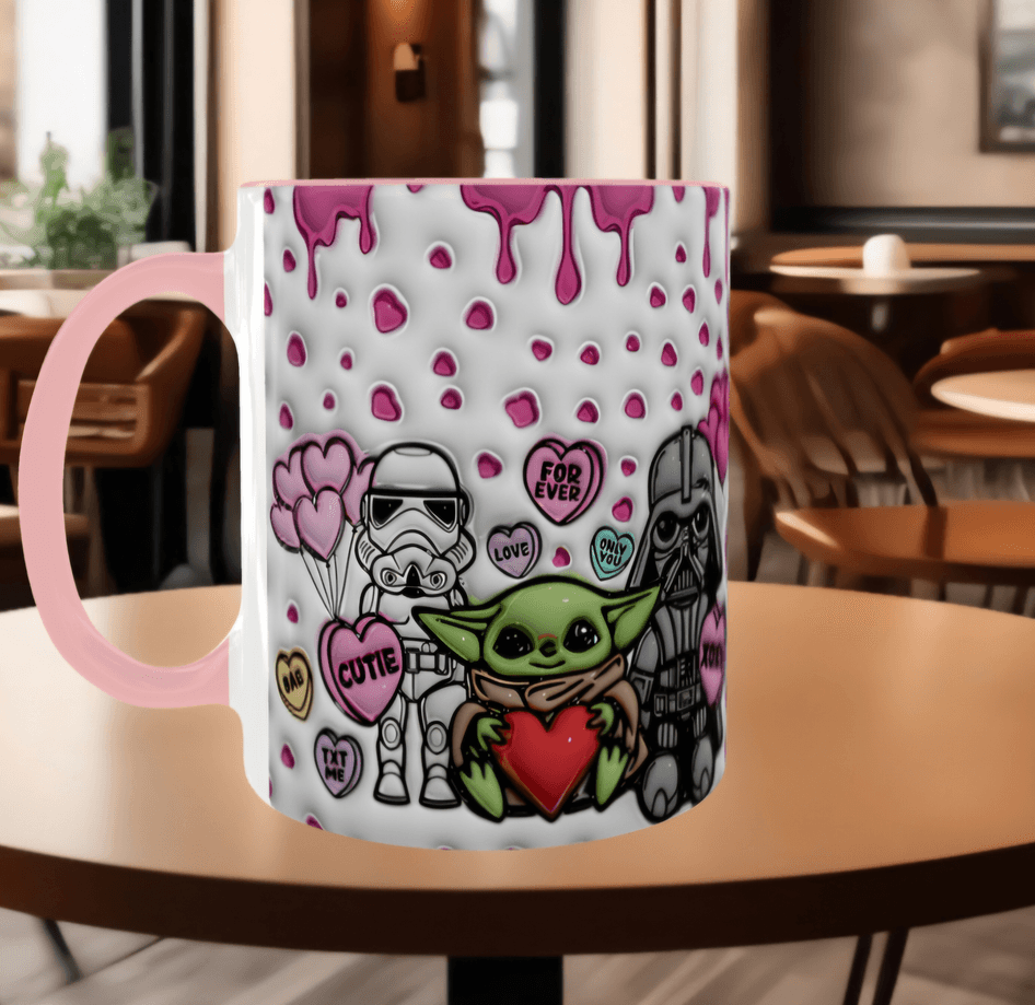 Star wars Baskı içi ve Kulpu Renkli Kupa