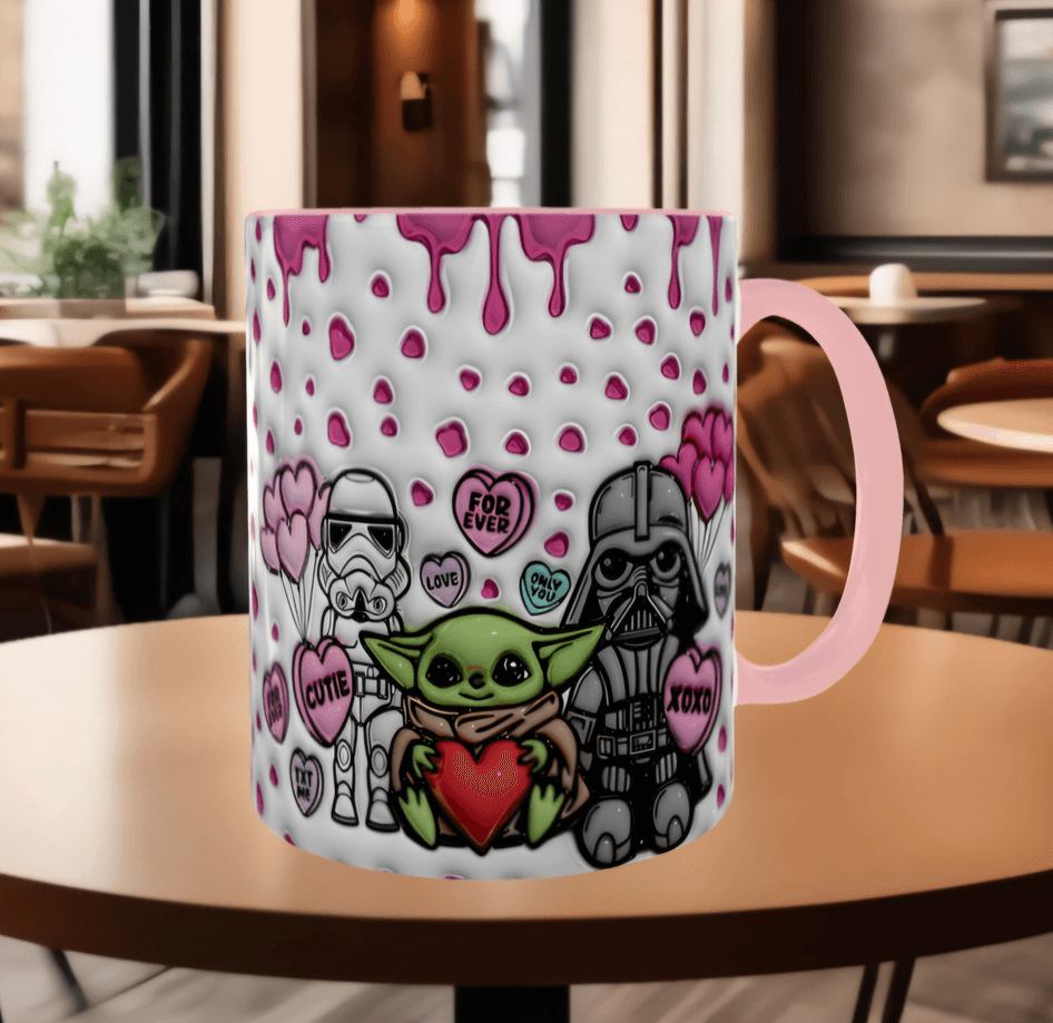 Star wars Baskı içi ve Kulpu Renkli Kupa