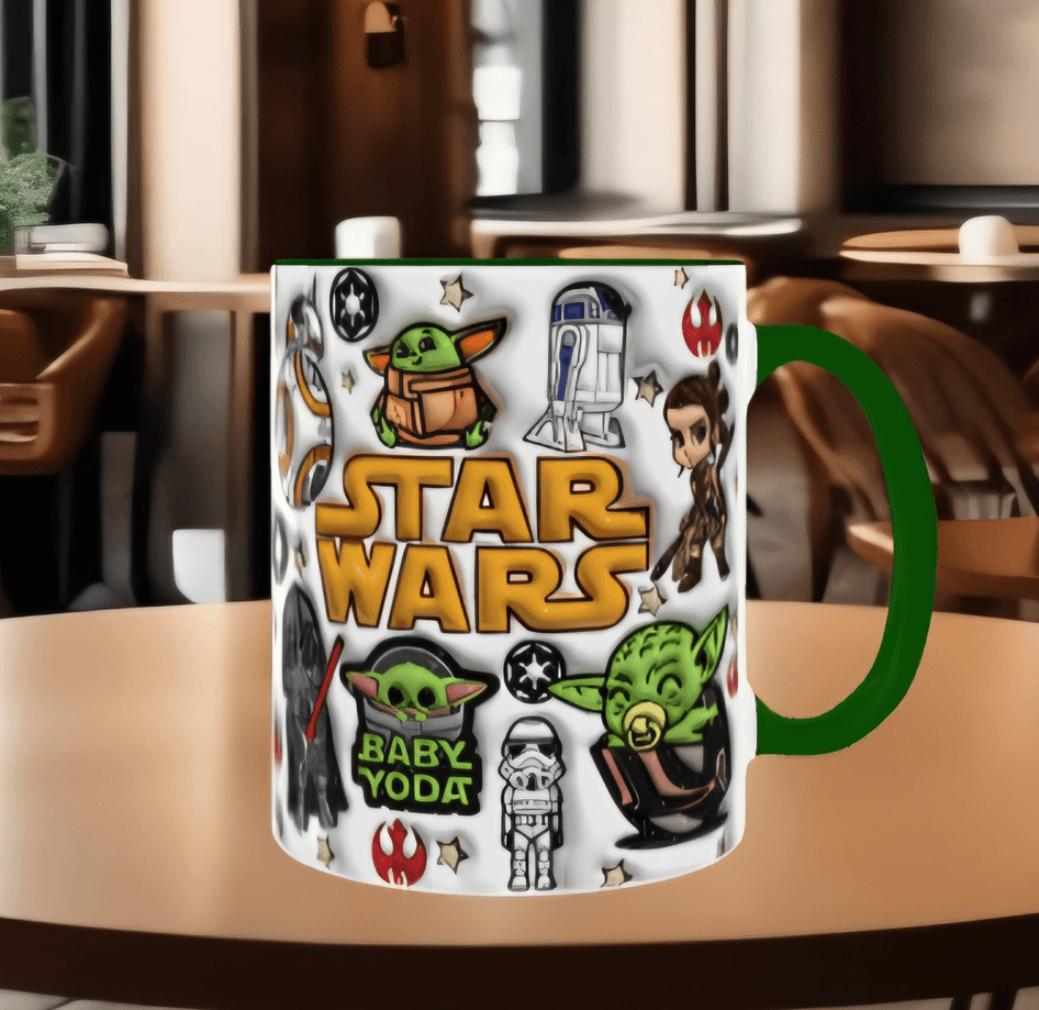 Star wars Baskı içi ve Kulpu Renkli Kupa