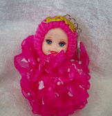 silikon tüllü fuşya bebek lüks anahtarlık çanta aksesuar