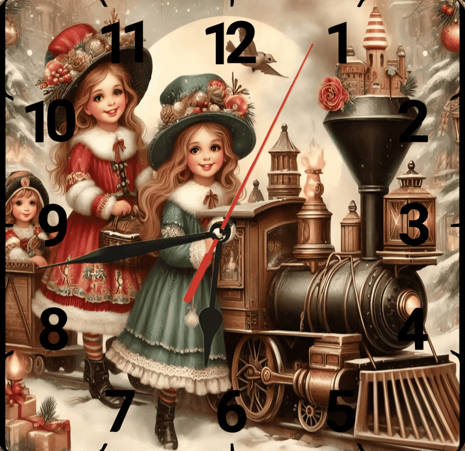 Noel gecesi christmas vintage baskı metal hediyelim dekoratif kaliteli duvar saati