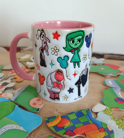 Ters Yüz Baskı içi ve Kulpu Renkli Kupa