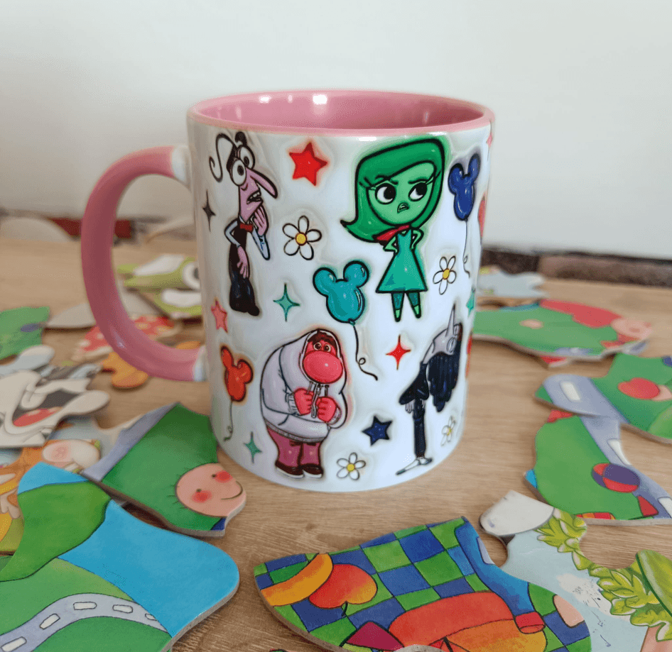 Ters Yüz Baskı içi ve Kulpu Renkli Kupa