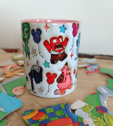 Ters Yüz Baskı içi ve Kulpu Renkli Kupa