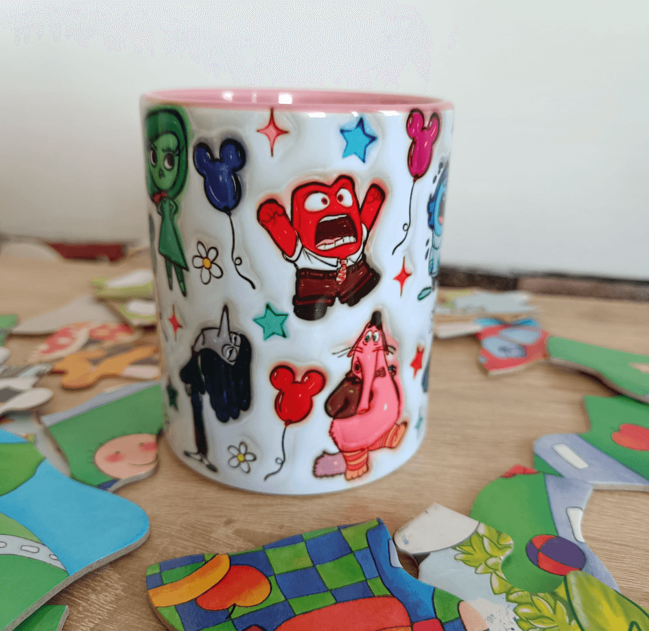 Ters Yüz Baskı içi ve Kulpu Renkli Kupa