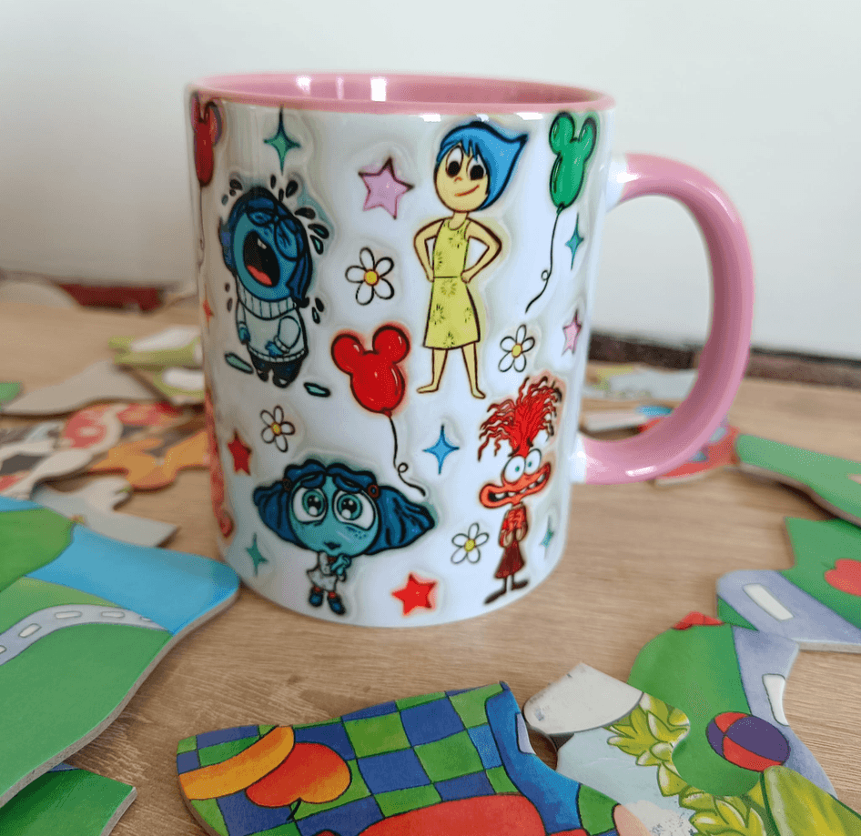 Ters Yüz Baskı içi ve Kulpu Renkli Kupa