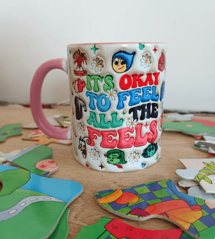 Ters Yüz Baskı içi ve Kulpu Renkli Kupa