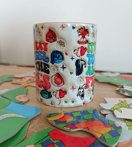 Ters Yüz Baskı içi ve Kulpu Renkli Kupa