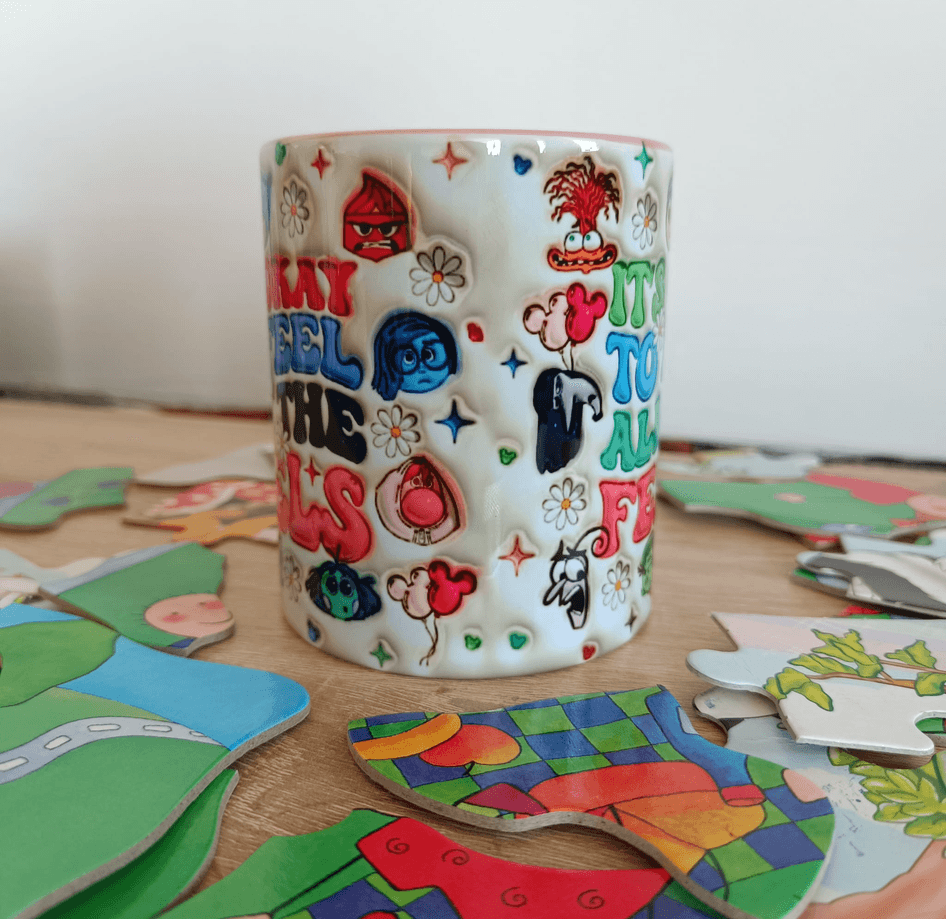 Ters Yüz Baskı içi ve Kulpu Renkli Kupa