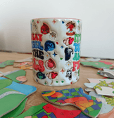 Ters Yüz Baskı içi ve Kulpu Renkli Kupa