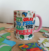 Ters Yüz Baskı içi ve Kulpu Renkli Kupa