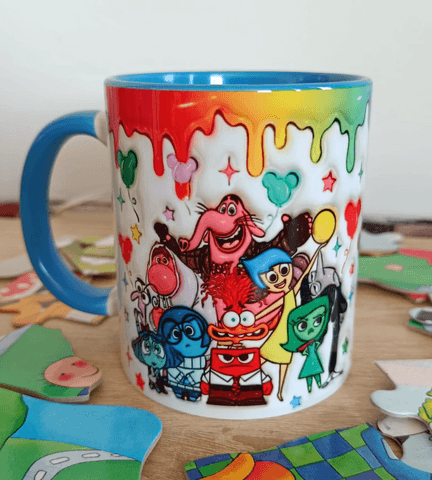 Ters Yüz Baskı içi ve Kulpu Renkli Kupa