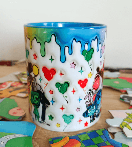 Ters Yüz Baskı içi ve Kulpu Renkli Kupa