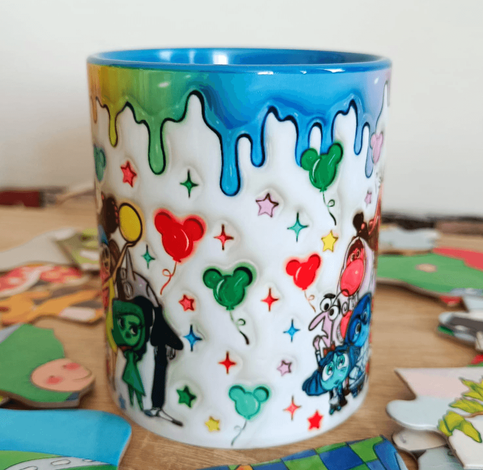 Ters Yüz Baskı içi ve Kulpu Renkli Kupa