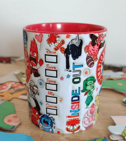 Ters Yüz Baskı içi ve Kulpu Renkli Kupa