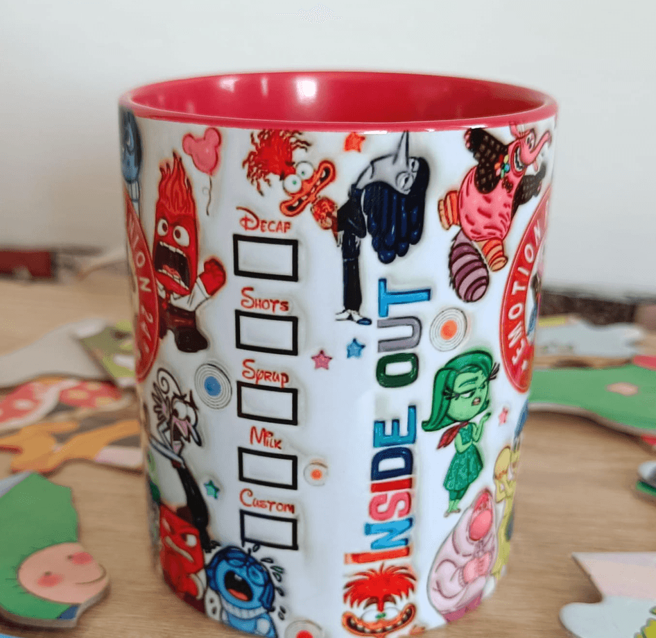 Ters Yüz Baskı içi ve Kulpu Renkli Kupa