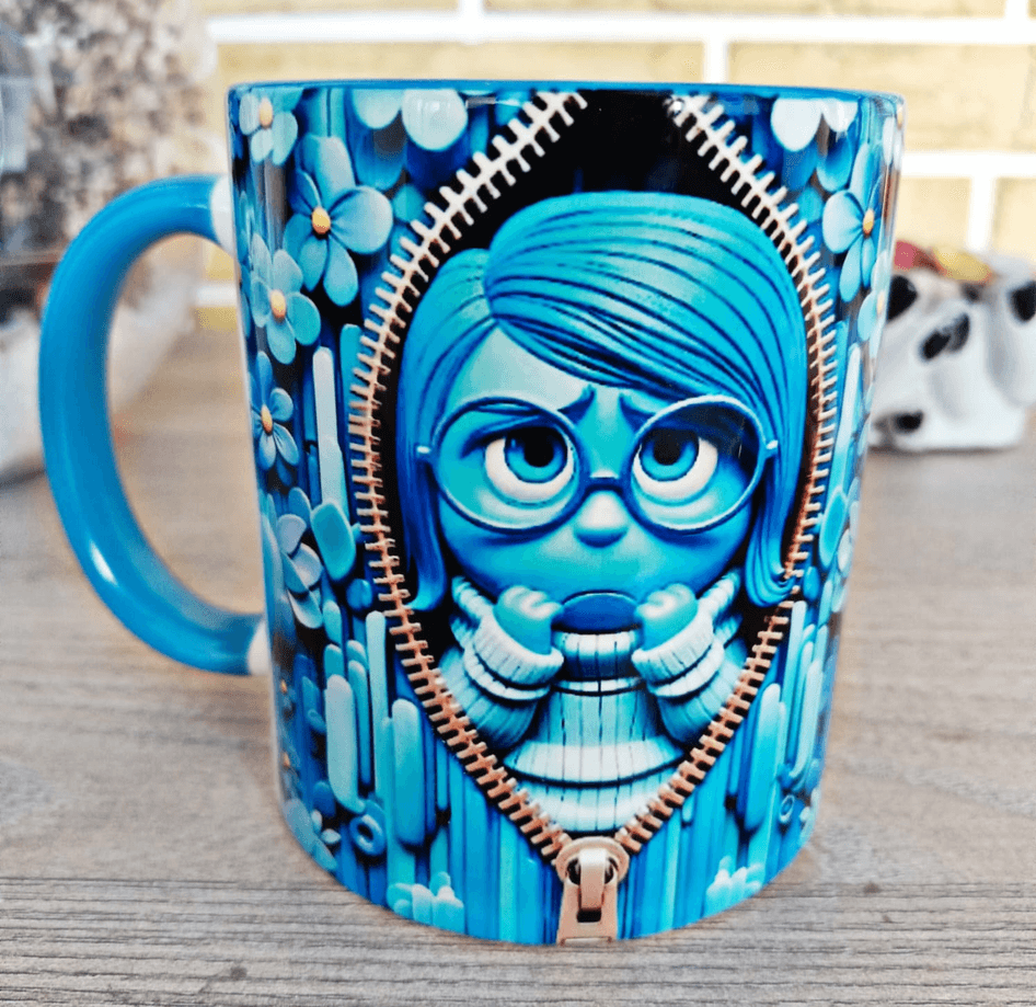 Ters Yüz Baskı içi ve Kulpu Renkli Kupa