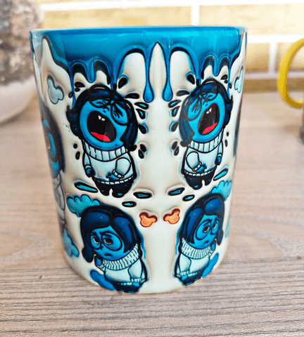 Ters Yüz Baskı içi ve Kulpu Renkli Kupa