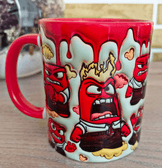 Ters Yüz Baskı içi ve Kulpu Renkli Kupa