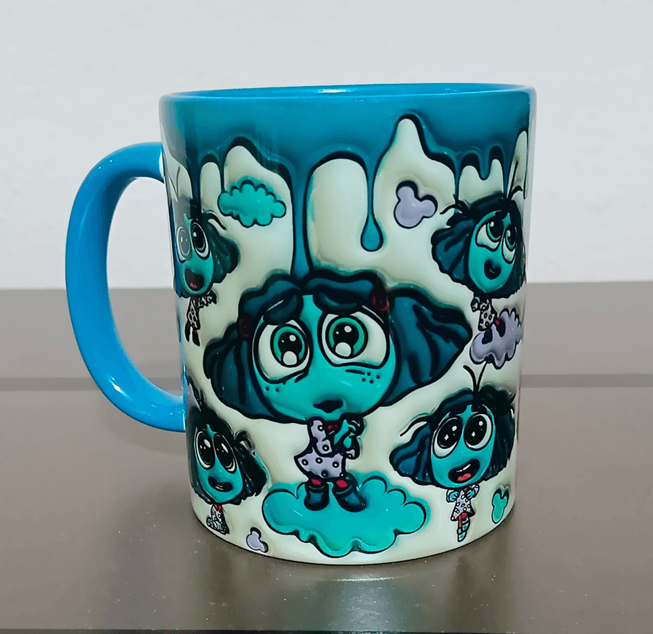 Ters Yüz Baskı içi ve Kulpu Renkli Kupa