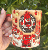 Ters Yüz Baskı içi ve Kulpu Renkli Kupa