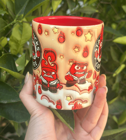 Ters Yüz Baskı içi ve Kulpu Renkli Kupa