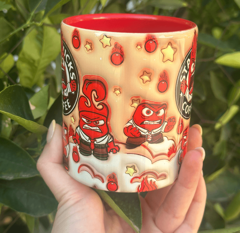 Ters Yüz Baskı içi ve Kulpu Renkli Kupa