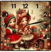 Noel christmas vintage baskı metal hediyelim dekoratif kaliteli duvar saati