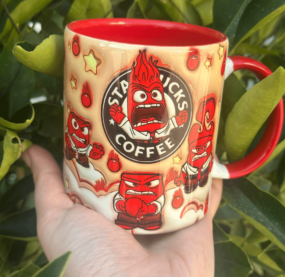 Ters Yüz Baskı içi ve Kulpu Renkli Kupa