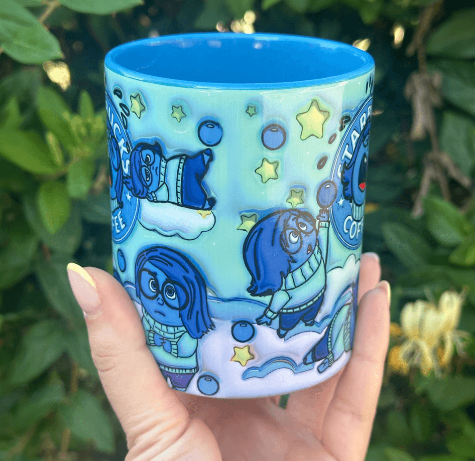 Ters Yüz Baskı içi ve Kulpu Renkli Kupa