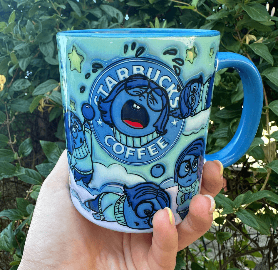 Ters Yüz Baskı içi ve Kulpu Renkli Kupa