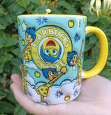 Ters Yüz Baskı içi ve Kulpu Renkli Kupa