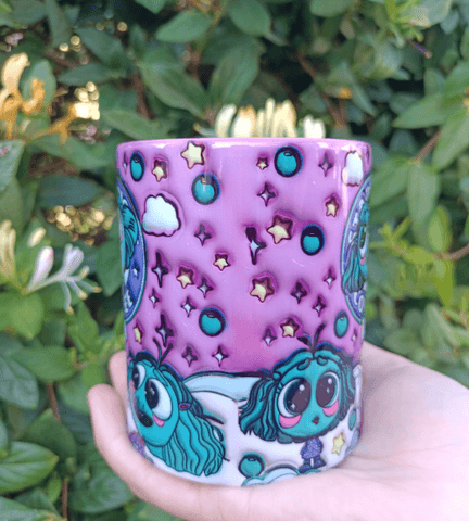 Ters Yüz Baskı içi ve Kulpu Renkli Kupa