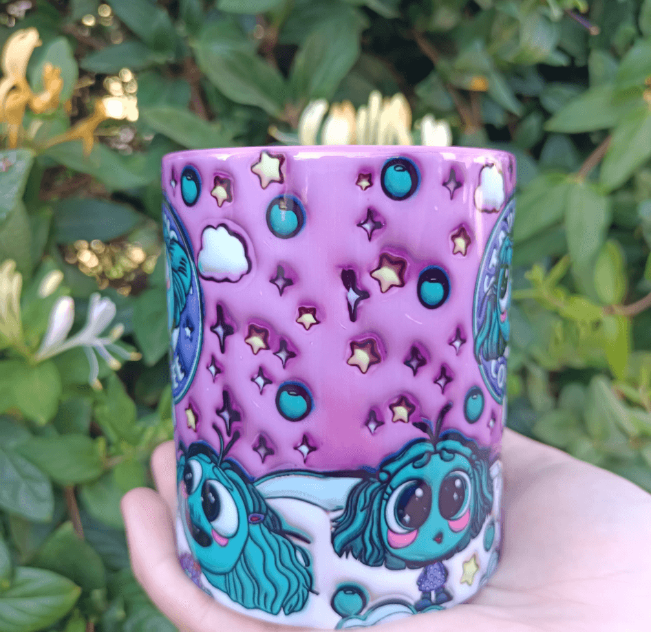 Ters Yüz Baskı içi ve Kulpu Renkli Kupa