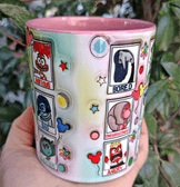 Ters Yüz Baskı içi ve Kulpu Renkli Kupa