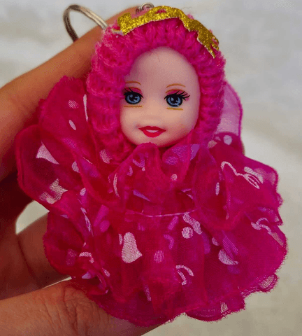 silikon tüllü fuşya bebek lüks anahtarlık çanta aksesuar