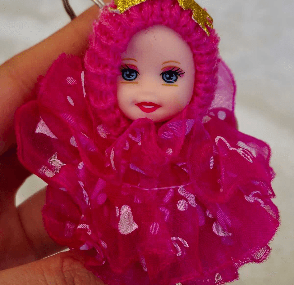 silikon tüllü fuşya bebek lüks anahtarlık çanta aksesuar